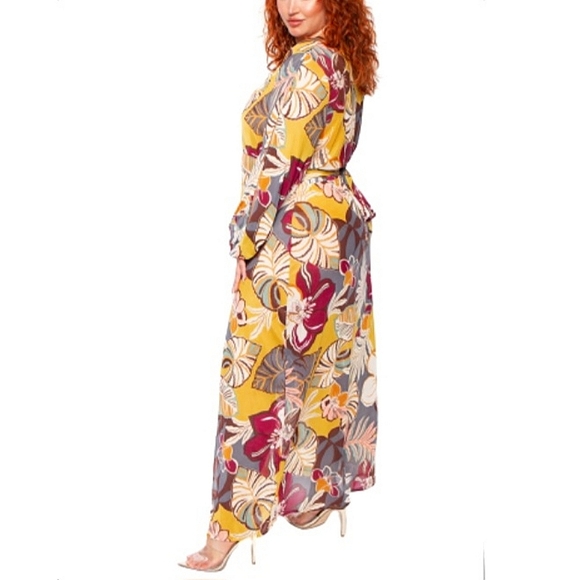 CURVY SENSE ☆ TROPICAL PRINT MESH ☆  MAXI COVER-UP DRESS ☆ 4x ☆ NIP - Picture 6 of 8